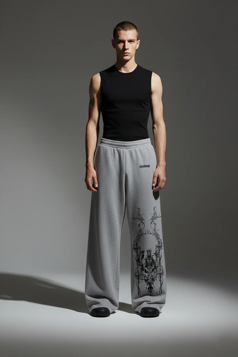 Grey Grim Unisex Straight Fit Baggy Pants - Image 3